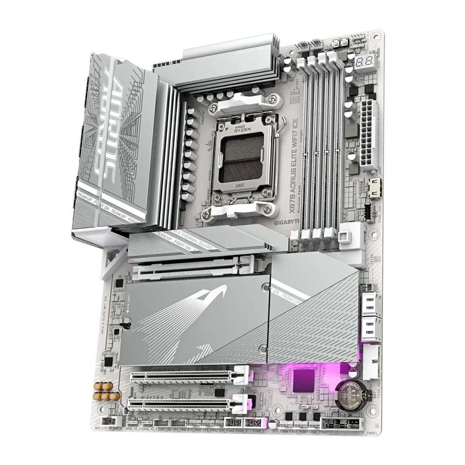 GIGABYTE MB Sc AM5 X870 A ELITE WF7 ICE, AMD X870, 4xDDR5, 2xHDMI, 2xUSB4, WiFi