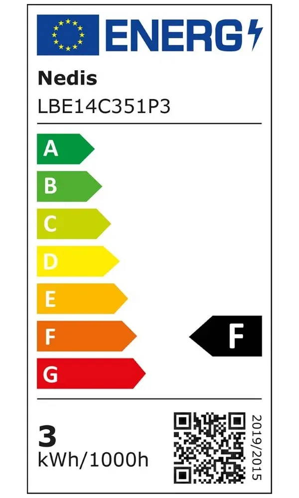 NEDIS LED žárovka E14/ svíčka/ 2,8 W/ 220 V/ 250 lm/ 2700 K/ teplá Bílá/ matná/ 3 kusy