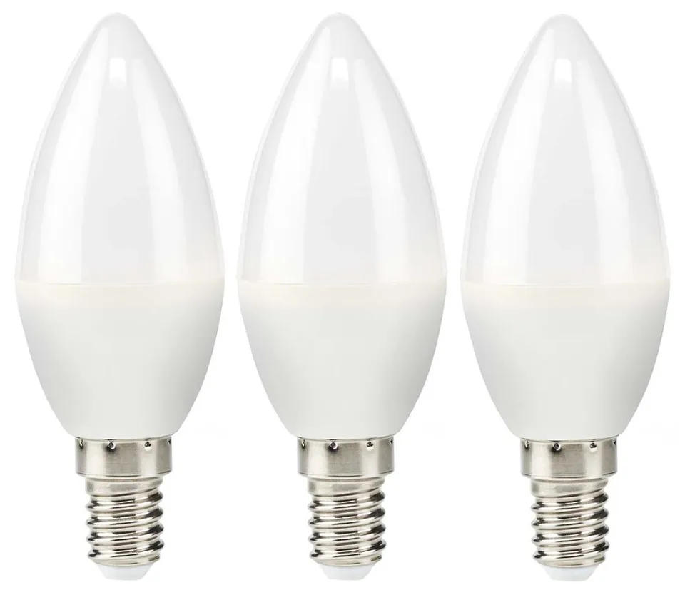 NEDIS LED žárovka E14/ svíčka/ 2,8 W/ 220 V/ 250 lm/ 2700 K/ teplá Bílá/ matná/ 3 kusy