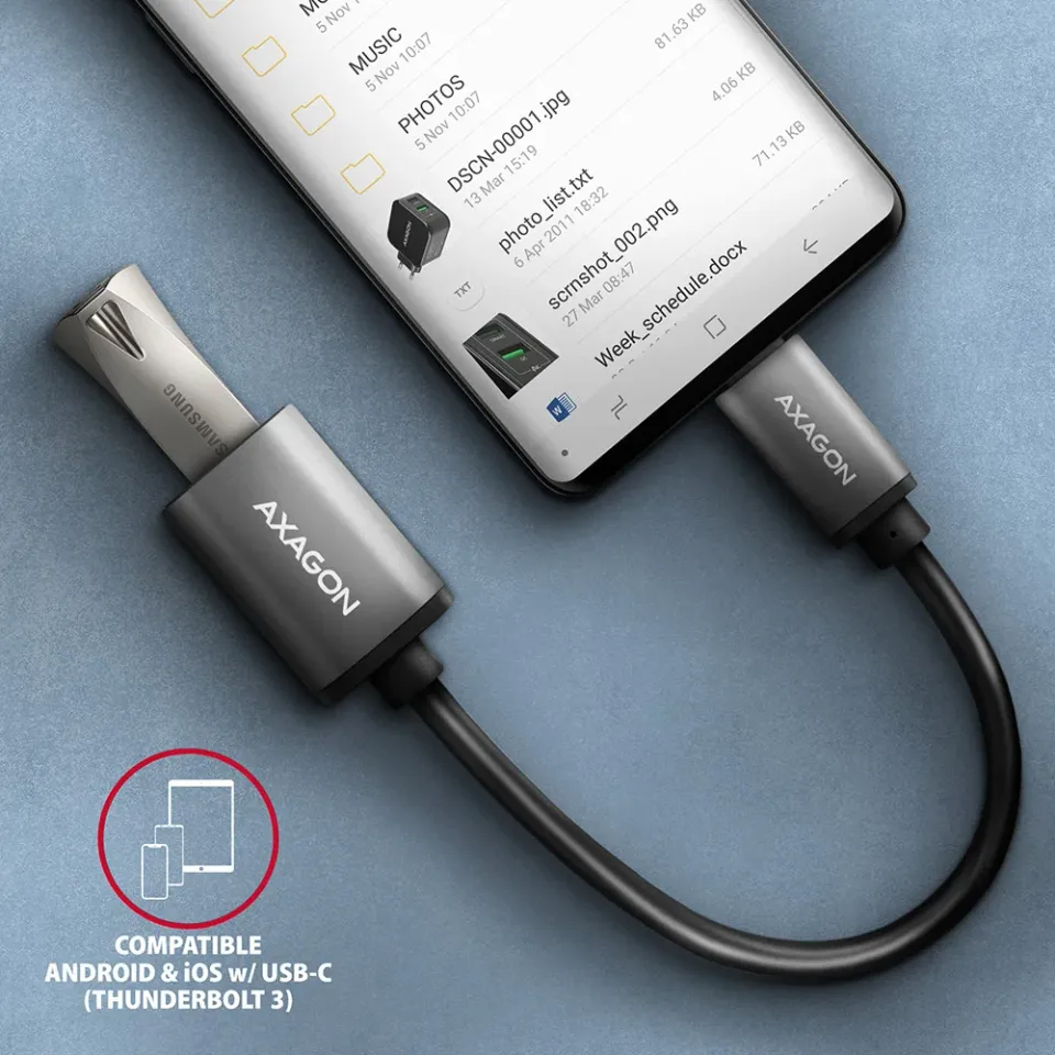 AXAGON RUCM-AFAC, kabelová redukce USB-C (M) <-> USB-A (F), 20cm, USB 3.2 Gen 1,