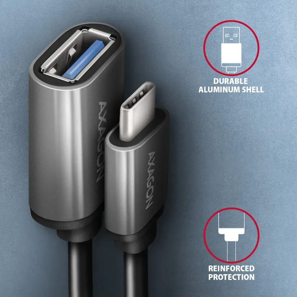 AXAGON RUCM-AFAC, kabelová redukce USB-C (M) <-> USB-A (F), 20cm, USB 3.2 Gen 1,