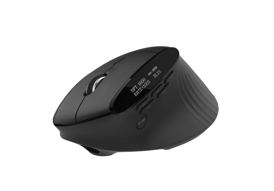 ACER bezdrátová myš Smart Fit Vertical Mouse,8000 dpi,10 tlačítek,RGB,10m dosah,BT,USB,výdrž 120h,Black