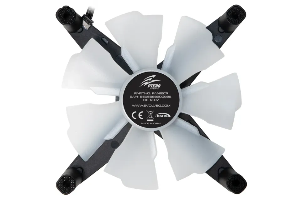 EVOLVEO Ptero 12CR, PWM, 4pin, LED červený, 12V ventilátor 120mm