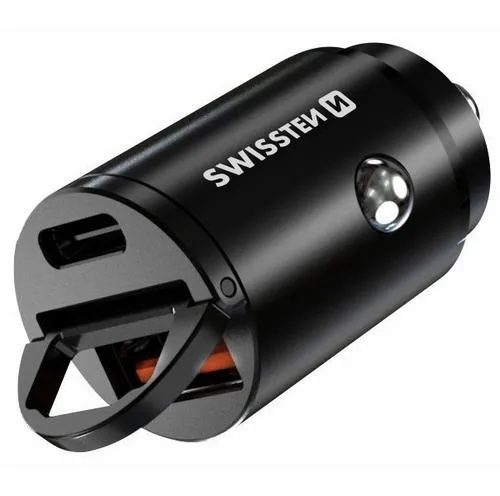 SWISSTEN CL ADAPTÉR POWER DELIVERY USB-C + SUPER CHARGE 3.0 30W NANO ČERNÝ