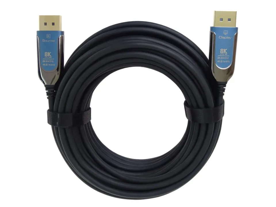 PremiumCord 8K Optický DisplayPort 1.4 přípojný kabel M/M, zlacené konekt. 15m