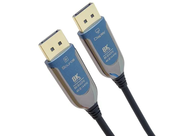 PremiumCord 8K Optický DisplayPort 1.4 přípojný kabel M/M, zlacené konekt. 15m