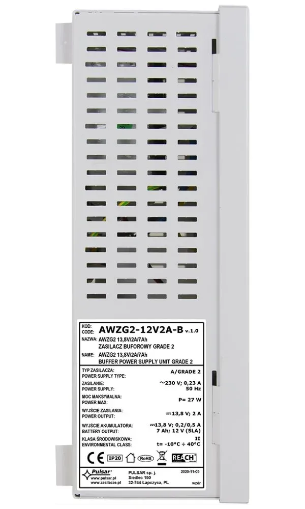 PULSAR AWZG2-12V2A-B zálohovaný napájecí zdroj dle EN50131-6 stupeň 2, 13,8V/2A/7Ah
