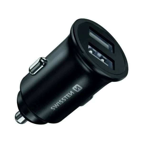 Swissten cl adaptér 2x usb 4,8a metal černý (20115000)