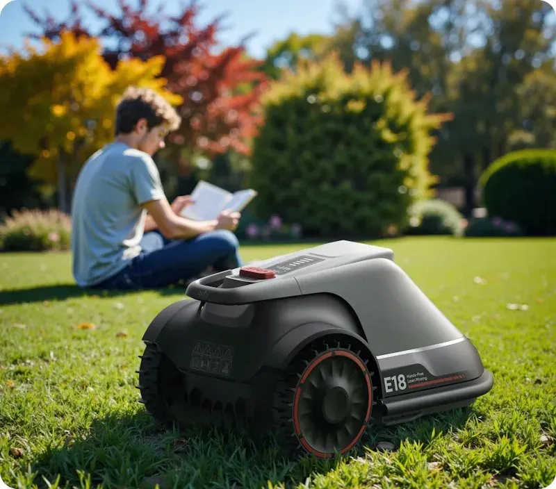 Anker Eufy E18 robotická sekačka/ plocha až 1200 m2/ sklon 40%/ Wi-Fi/ IPX6/ 4200mAh/ šedá