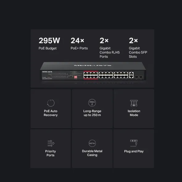 TP-Link Mercusys MS124GS 24portový gigabitový stolní/rackový switch