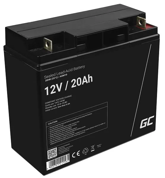 Green Cell AGM VRLA 12V 20Ah maintenance-free battery for mower, scooter, boat,