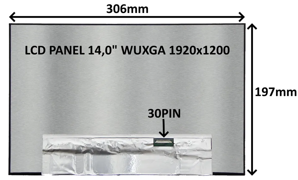 LCD PANEL 14,0" WUXGA 1920x1200 30PIN MATNÝ IPS / BEZ ÚCHYTŮ