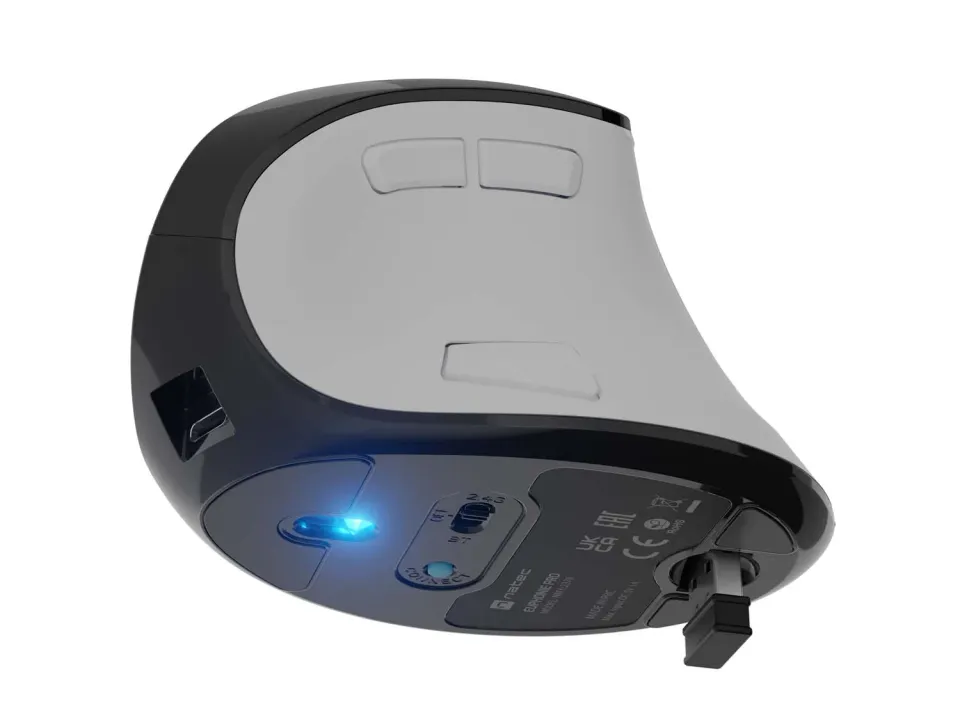 Vertikální bezdrátová myš Natec EUPHONIE PRO/Vertikální/Blue Sense/Pro praváky/2 400 DPI/USB+BT/Bílá