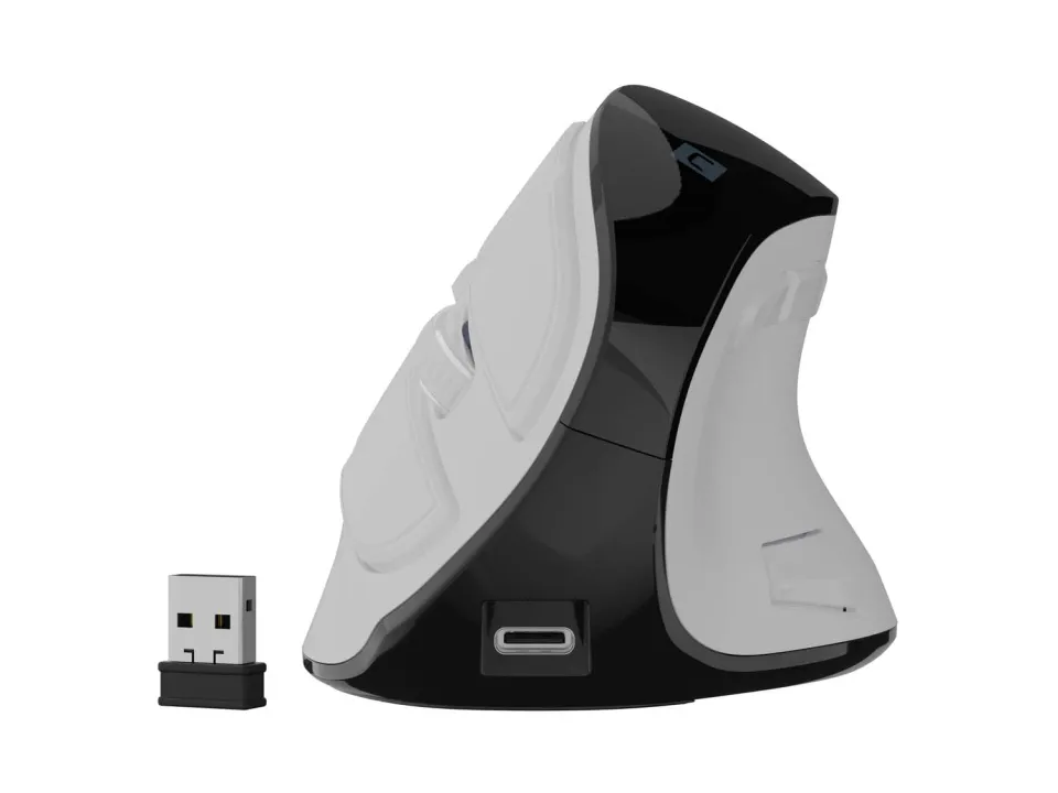 Vertikální bezdrátová myš Natec EUPHONIE PRO/Vertikální/Blue Sense/Pro praváky/2 400 DPI/USB+BT/Bílá