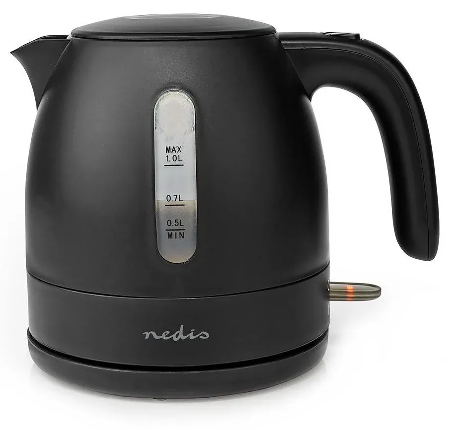 Nedis KAWK300EBK - Rychlovarná konvice | 1.0 l | Plast | Černá | Otočný o 360 st
