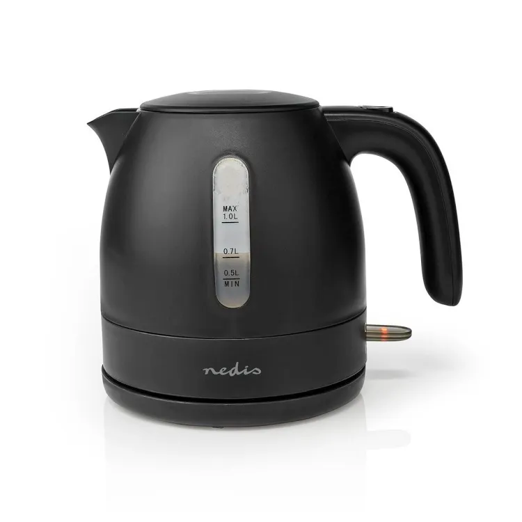 Nedis KAWK300EBK - Rychlovarná konvice | 1.0 l | Plast | Černá | Otočný o 360 st