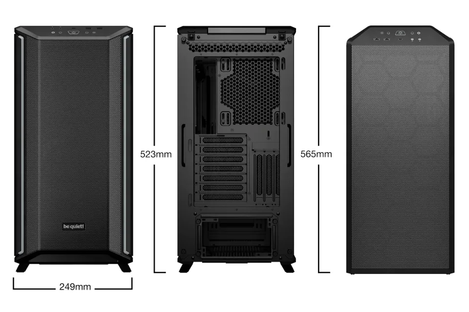 Be quiet! skříň DARK BASE 701 / MidT / bez zdroje / 3x140mm fan / ARGB / 1x USB-C + 2x USB3 / průhledná bočnice / černá