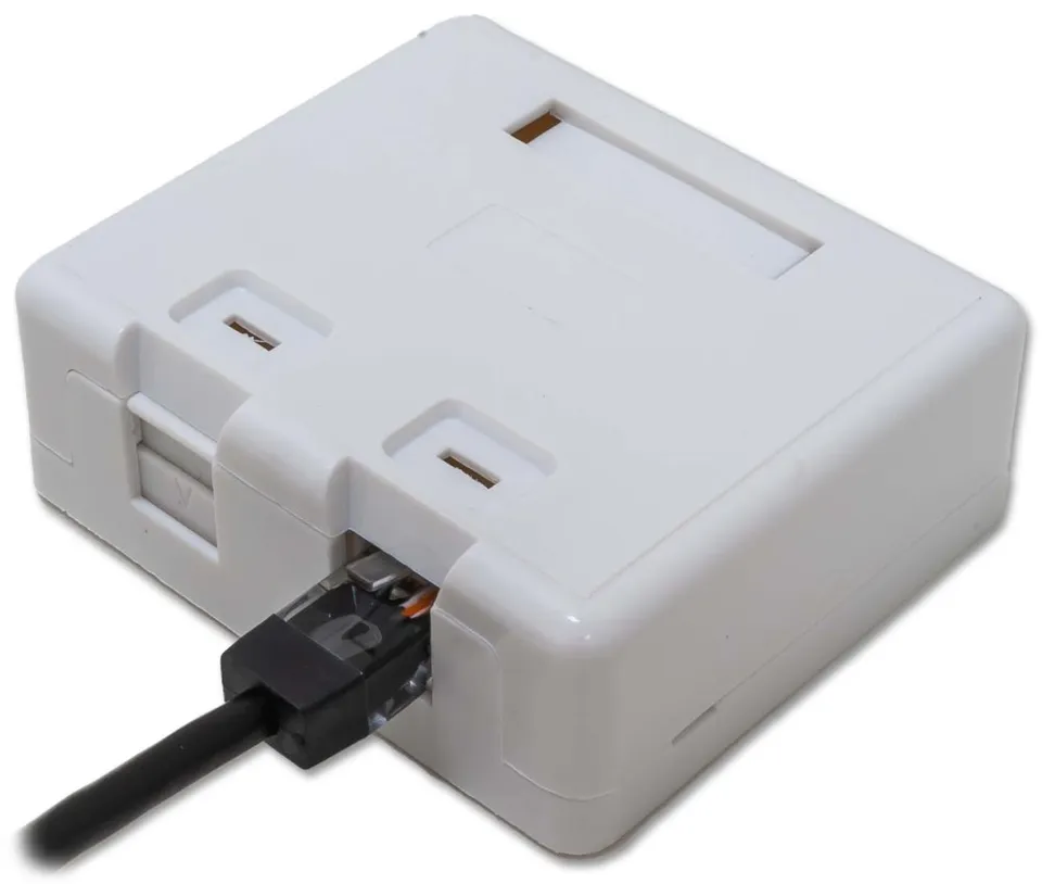 XtendLan Zásuvka 2x RJ-45, Cat5e, nestíněná, na zeď, spodní vývod, narážecí s krytkou