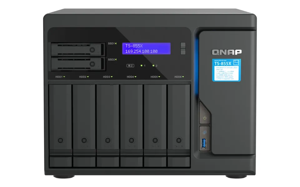 QNAP TS-855X-8G (8core 2,8GHz, 8GB RAM, 6x 3,5"+2x 2,5", 2x M.2 NVMe, 2x PCIe, 1x 10GbE, 2x 2,5GbE)