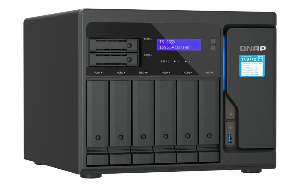 QNAP TS-855X-8G (8core 2,8GHz, 8GB RAM, 6x 3,5"+2x 2,5", 2x M.2 NVMe, 2x PCIe, 1x 10GbE, 2x 2,5GbE)