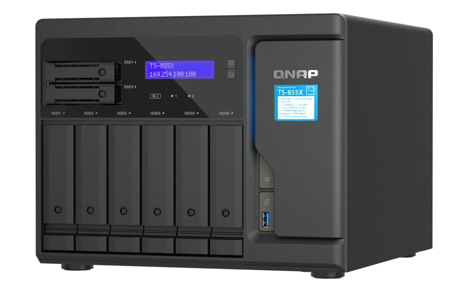 QNAP TS-855X-8G (8core 2,8GHz, 8GB RAM, 6x 3,5"+2x 2,5", 2x M.2 NVMe, 2x PCIe, 1x 10GbE, 2x 2,5GbE)