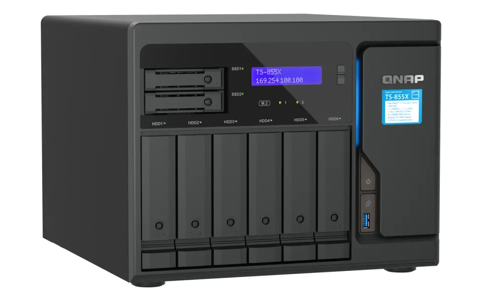 QNAP TS-855X-8G (8core 2,8GHz, 8GB RAM, 6x 3,5"+2x 2,5", 2x M.2 NVMe, 2x PCIe, 1x 10GbE, 2x 2,5GbE)