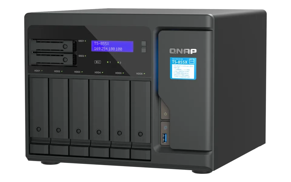 QNAP TS-855X-8G (8core 2,8GHz, 8GB RAM, 6x 3,5"+2x 2,5", 2x M.2 NVMe, 2x PCIe, 1x 10GbE, 2x 2,5GbE)