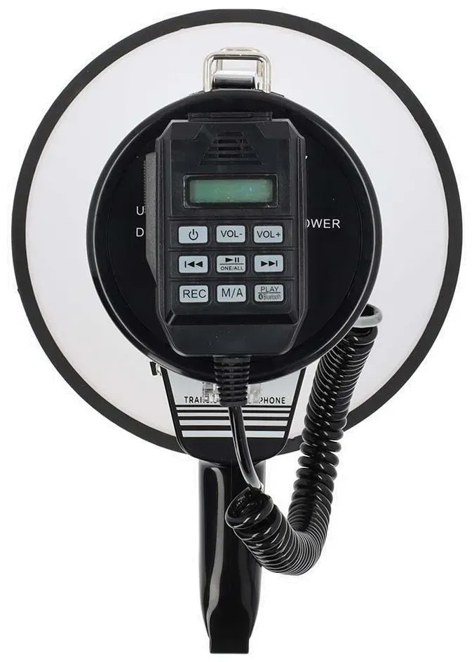 NEDIS megafon/ BT/ rozsah 1500m/ hlasitost 120dB/ odnímatelný mikrofon/ vestavěná siréna/ ramenní popruh/ čer...