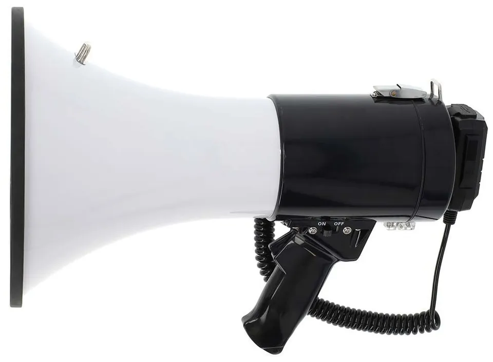 NEDIS megafon/ BT/ rozsah 1500m/ hlasitost 120dB/ odnímatelný mikrofon/ vestavěná siréna/ ramenní popruh/ čer...