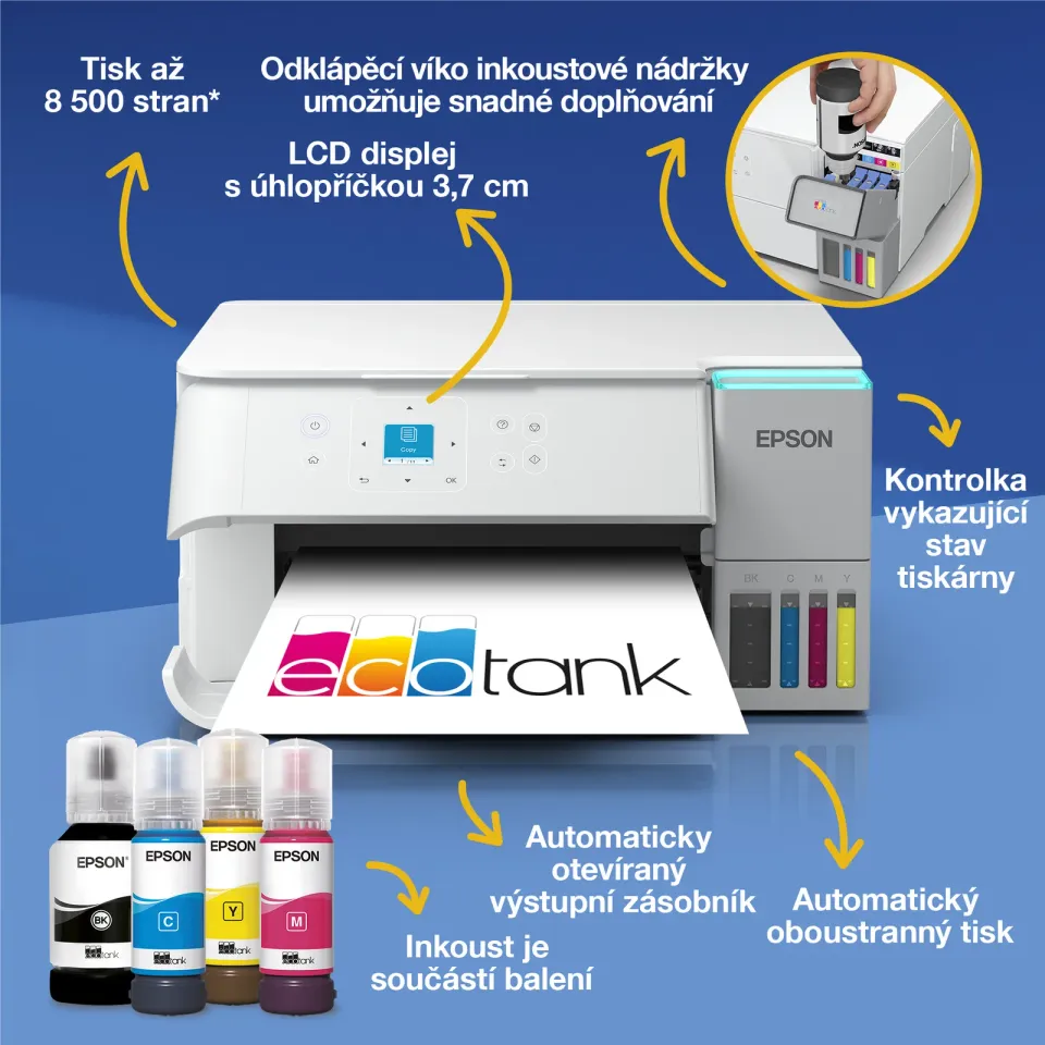EPSON EcoTank ITS L4366- A4/33-20ppm/4ink/Wi-Fi/CISS/Duplex/White