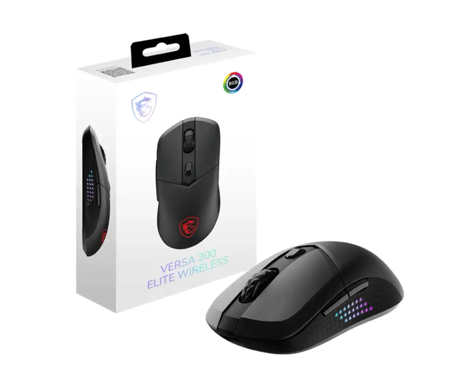 MSI herní myš VERSA 300 Elite Wireless/ bezdrátová/ 26.000 dpi/ 2,4GHz/ BT5.3/ USB/ RGB podsvícení/ 6 tlačítek