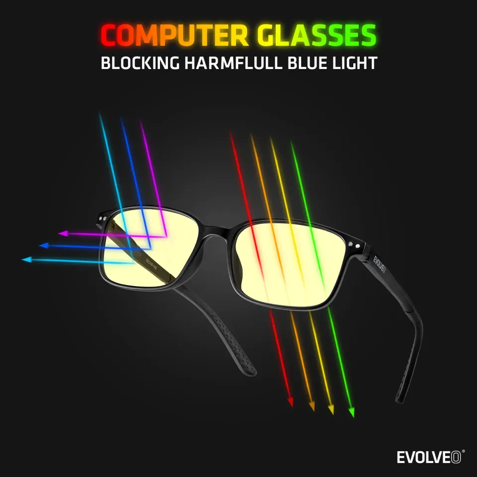 EVOLVEO BlueBlock40, PC brýle, blokace modrého světla 40%, nedioptrické, černé