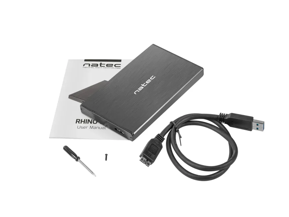 Externí box pro HDD 2,5" USB 3.0 Natec Rhino Go, černý, hliníkové tělo