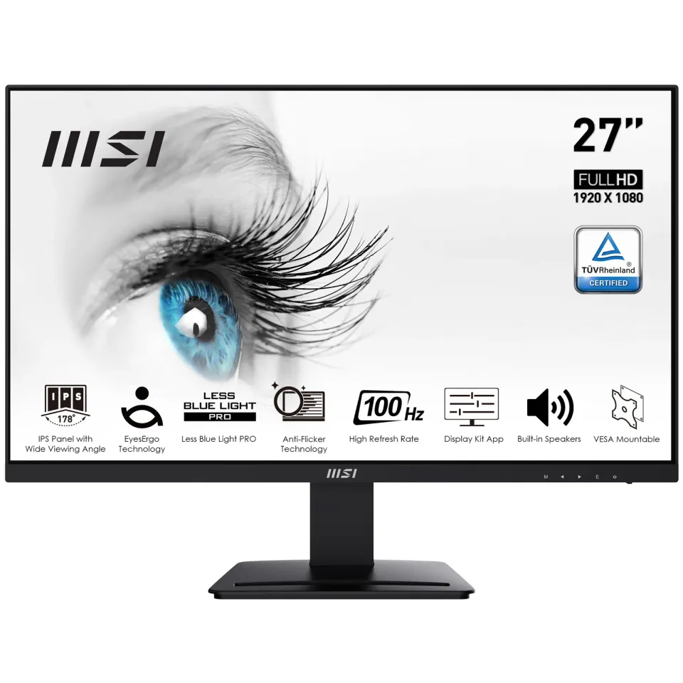 MSI monitor PRO MP273A, 27" IPS/1920 x 1080 (FHD)/100Hz/1ms/DP/HDMI/D-Sub/černá