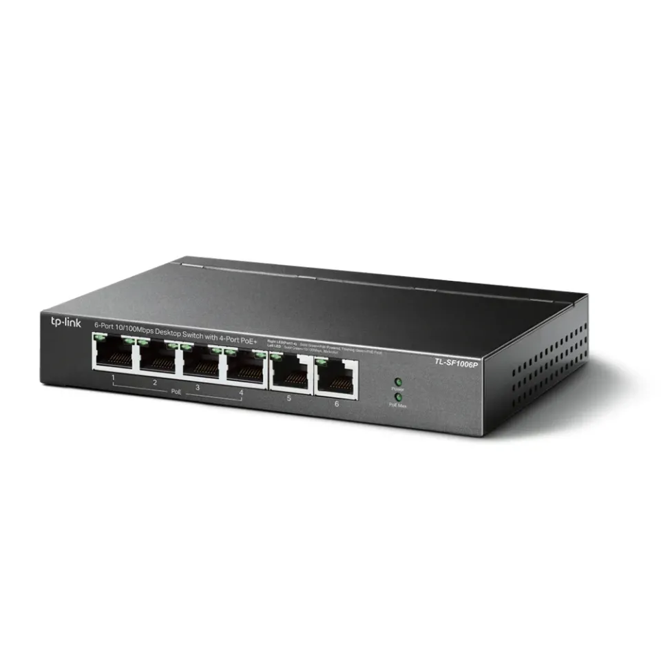 TP-LINK TL-SF1006P 6-Port 10/100Mbps Desktop Switch with 4-Port PoE+