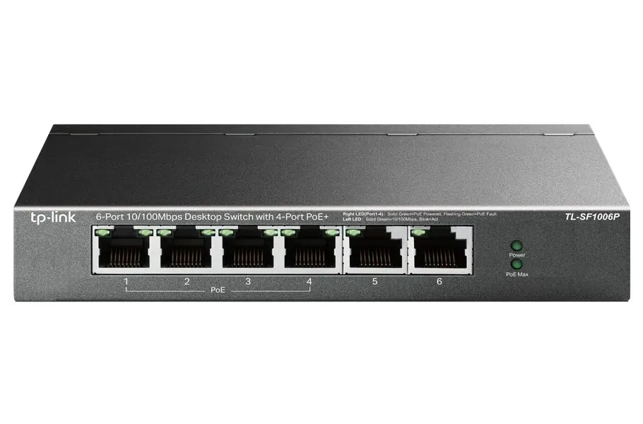 TP-LINK TL-SF1006P 6-Port 10/100Mbps Desktop Switch with 4-Port PoE+