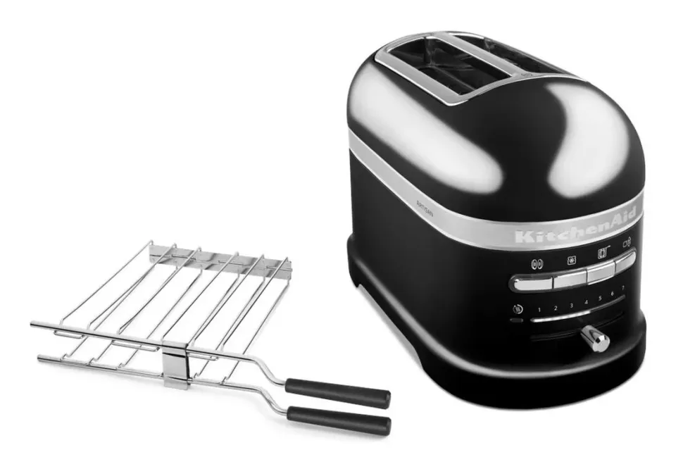 KitchenAid Artisan 5KMT2204EOB toustovač lesklá černá, 2 topinky, auto senzor, 7 stupňů, bagel, rozmrazování