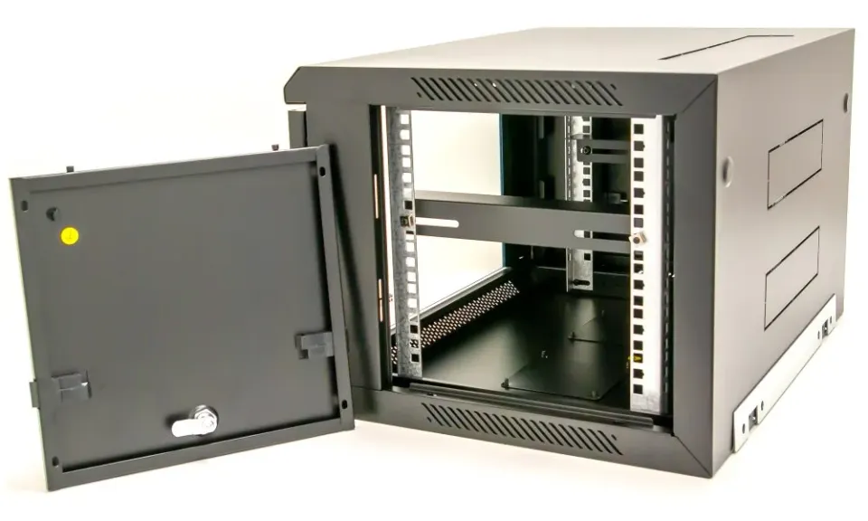XtendLan 19" nástěnný rozvaděč 6U 600x450, nosnost 60 kg, skleněné dveře, svařovaný, černý