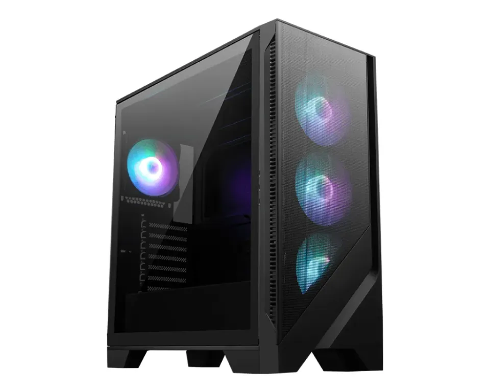 MSI skříň MAG FORGE 320R AIRFLOW/ bez zdroje/ levé temperované sklo/ 4x 120 mm A-RGB fan/ 2x USB3.2/ černá