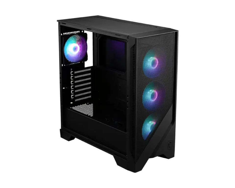 MSI skříň MAG FORGE 320R AIRFLOW/ bez zdroje/ levé temperované sklo/ 4x 120 mm A-RGB fan/ 2x USB3.2/ černá