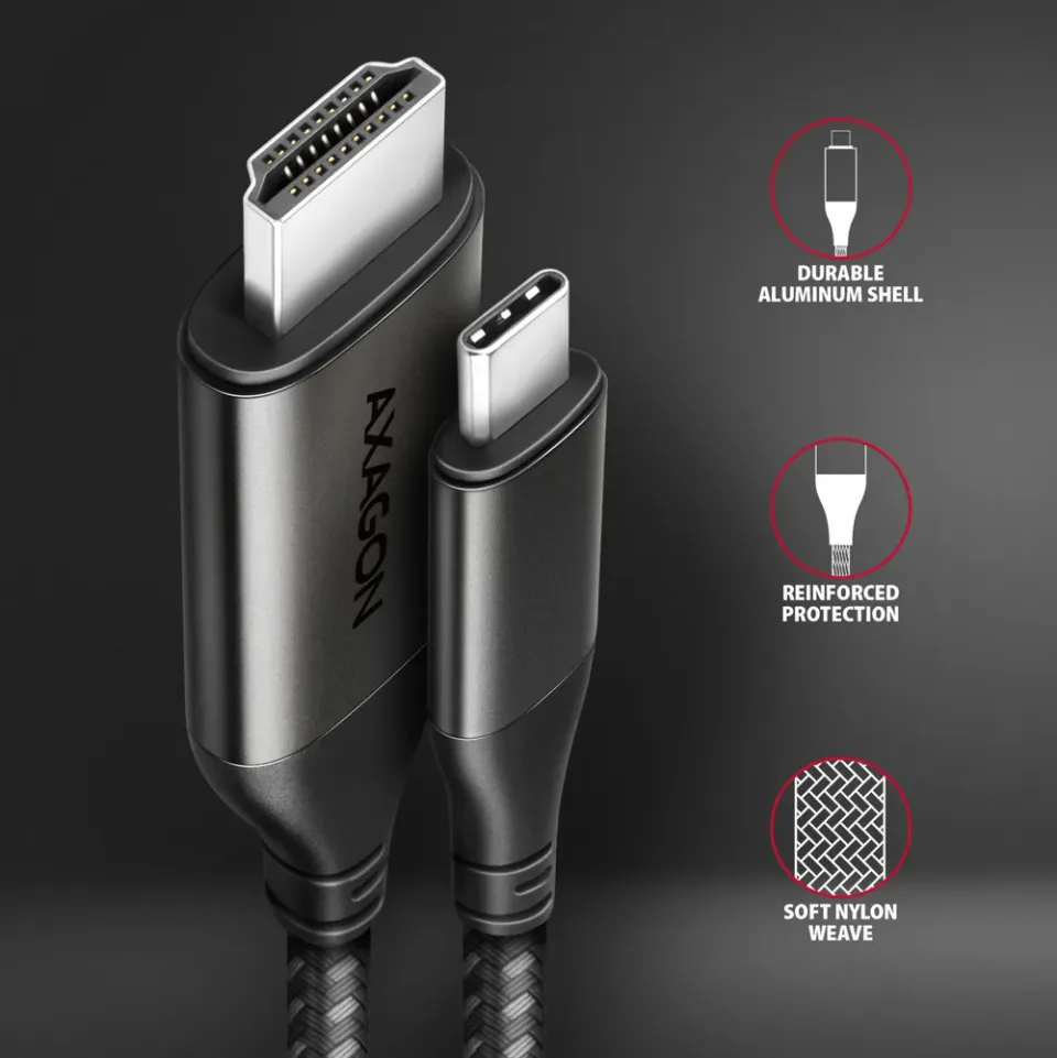 AXAGON RVC-HI2MC, USB-C -> HDMI 2.0A redukce / kabel 1,8m, 4K/60Hz