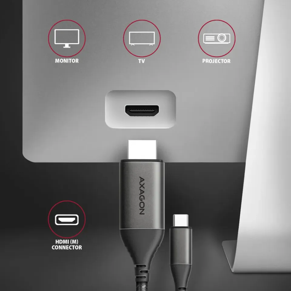 AXAGON RVC-HI2MC, USB-C -> HDMI 2.0A redukce / kabel 1,8m, 4K/60Hz