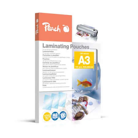 PEACH laminovací folie A3 (303x426mm), 125mic, lesklé, 100ks