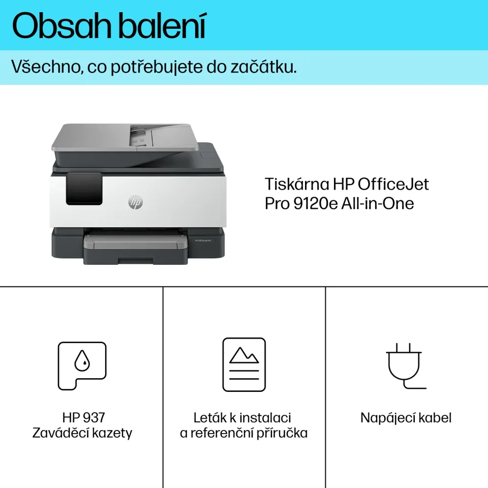 HP Officejet Pro 9120e (použitý) All-in-One MFP A4 USB+LAN RJ45+WIFI duplex RADF (22/18 stran/min, multifunkce tiskárna/kopírka copy/scanner/fax)