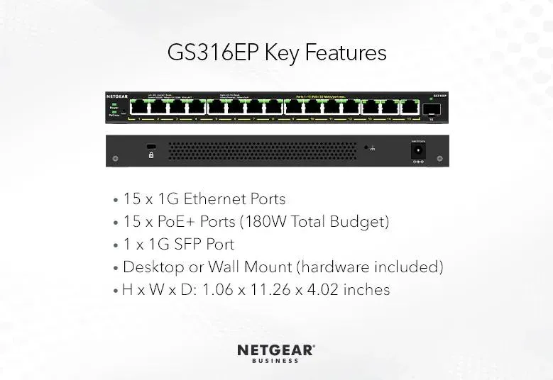 Netgear 16PT GE PLUS SWCH W/ POE+
