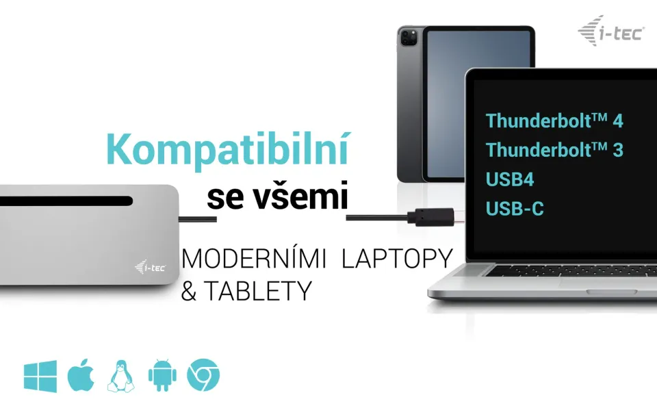 I-tec USB-C Metal Ergonomic 3x 4K Display Docking Station + Power Delivery 100 W