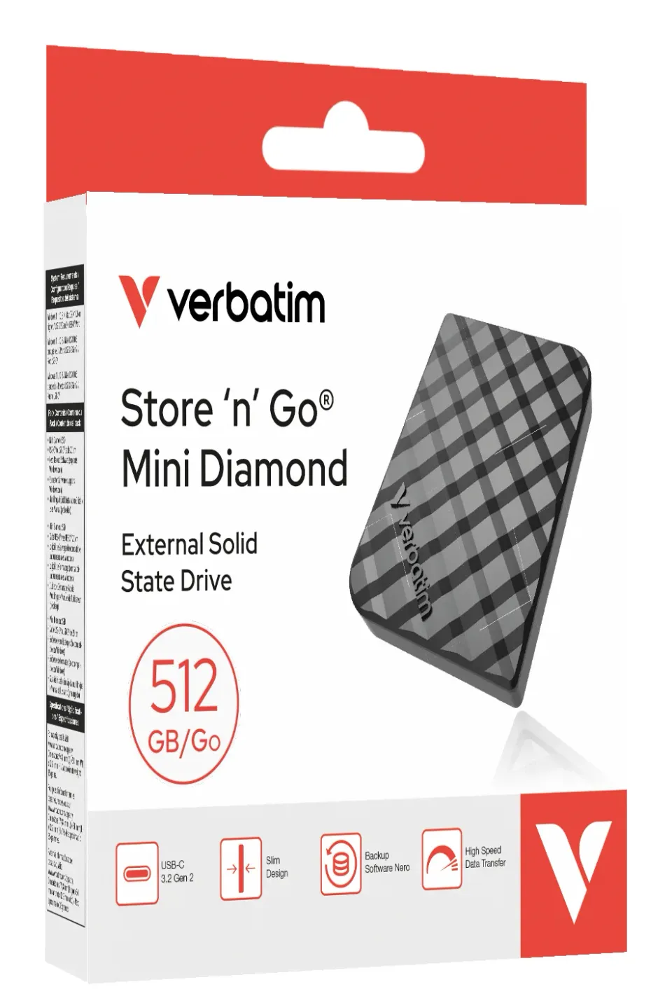 Verbatim Mini Diamond SSD USB 3.2 Gen 2 , 512GB černý