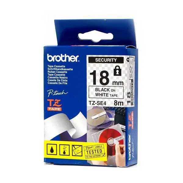 Brother - TZe-SE4, bílá / černá (18mm,plombovací)