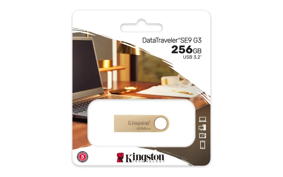 KINGSTON DataTraveler SE9 256GB zlatý kovový USB3.0 flash drive (pevný konektor)