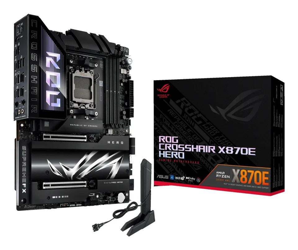 ASUS MB Sc AM5 ROG CROSSHAIR X870E HERO, AMD X870, 4xDDR5, 1xHDMI, 2xUSB4, WiFi